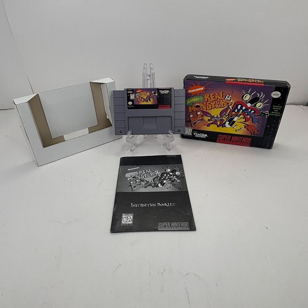 Aaahh!!! Real Monsters Nickelodeon Viacom W/ Box & Manual(Super Nintendo, 1995)